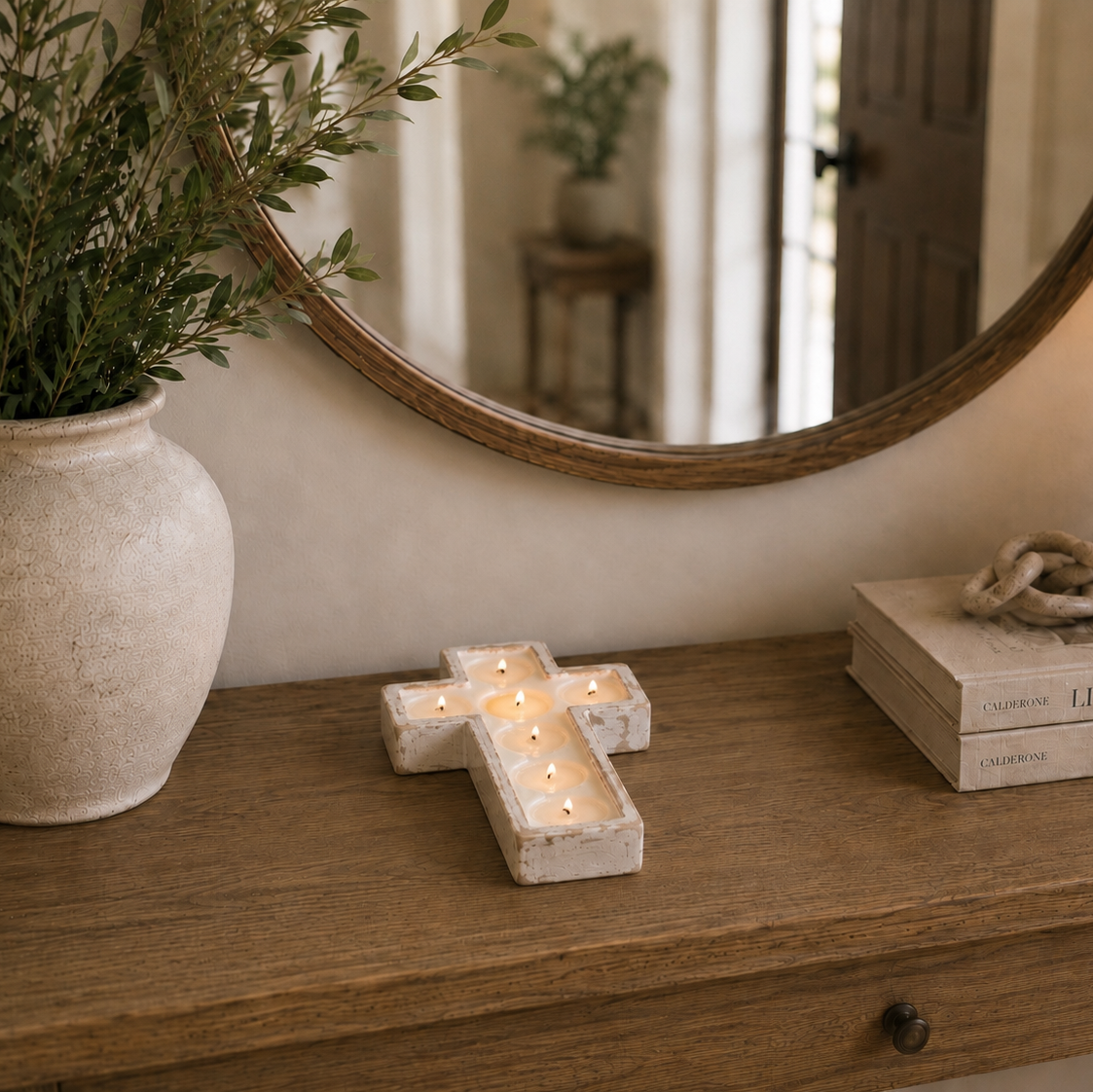 Wooden Cross Dough Bowl