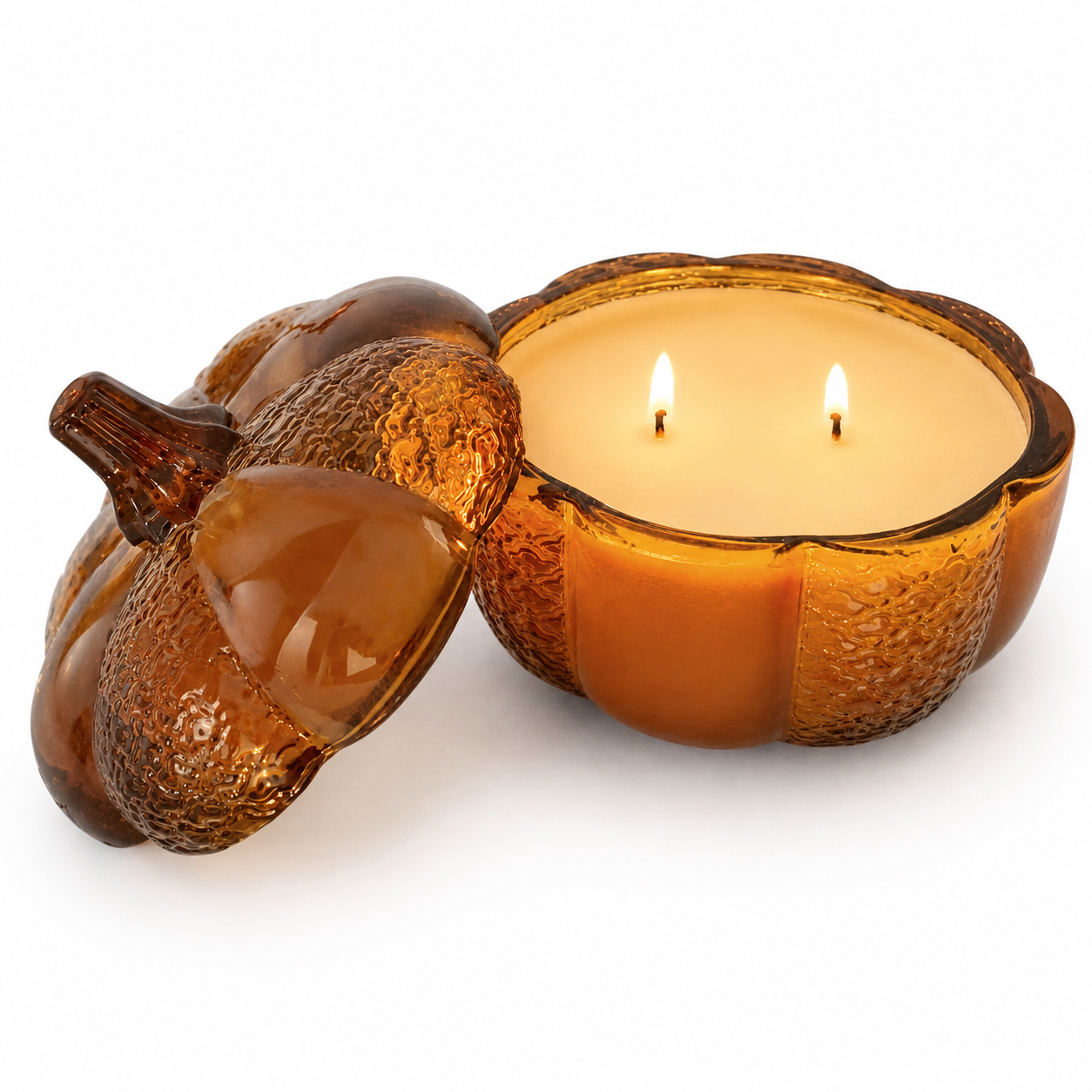 Amber Glass Pumpkin Candle