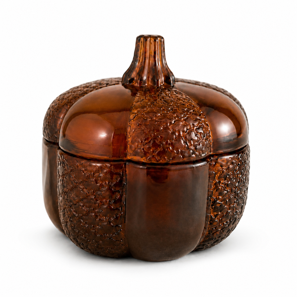 Amber Glass Pumpkin Candle