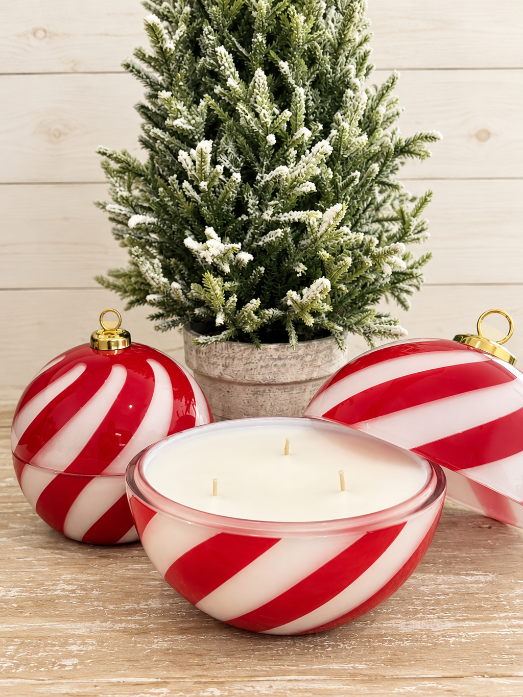 Ornament Candle Red & White (Large)